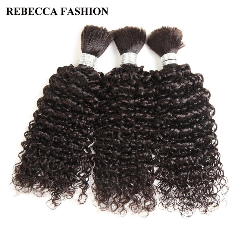 Rebecca Brasilianische Remy Lockiges Menschliches Haar Für Flechten Bundles Freies Verschiffen 10 zu 30 Inch Natürliche Farbe Haar Extensions