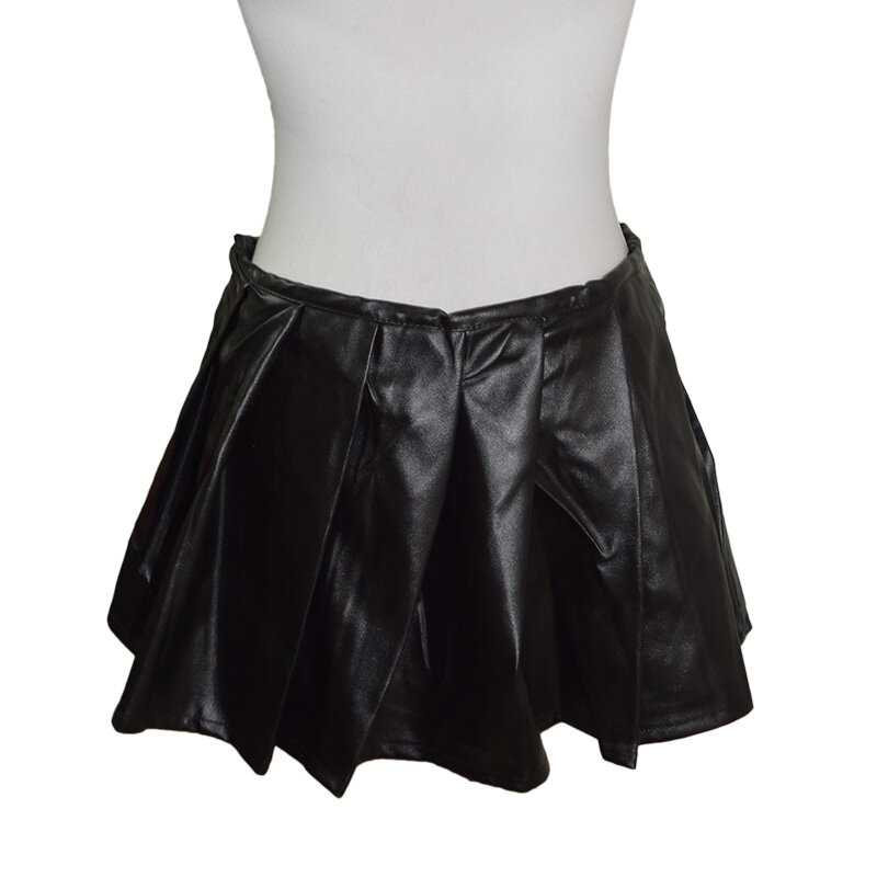 Váy Nữ Gothic Mini Váy Xếp Ly Mùa Đông Nữ 80 Trang Phục Trên Đầu Gối, Mini Da Giả Váy 8529
