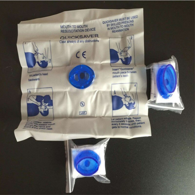 Mascarilla de RCP de 5 piezas, máscara respiradora de boca a boca para rescate, entrenamiento de primeros auxilios en reanimación cardiocular