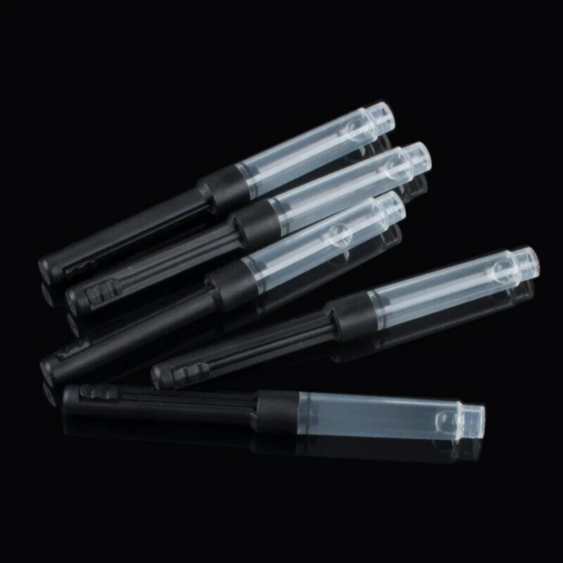 5PCS Plastic Transparent Tube Body Fountain Pen Converter Taking Ink Cartridges Refills Push Pull Style 65mm Wholesale Price