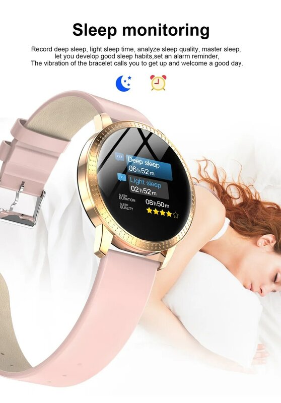 Reloj inteligente CF18 1,22 "IPS IP67 a prueba de agua de cristal templado Monitor de ritmo cardíaco presión arterial oxígeno Smartwatch PK H2 H1