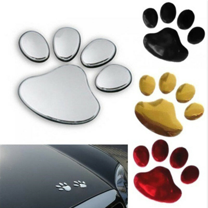 Pegatinas 3D de PVC para coche, calcomanía con estampado de pata de perro, oso, gato, pie de Animal, decoración de coche y motocicleta