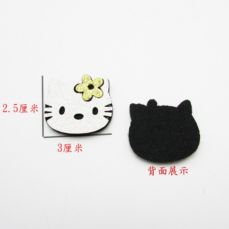 100pcs/lot Glitter kawaii Cat head padded applique Crafts for headwear bag shoe garment DIY accessories