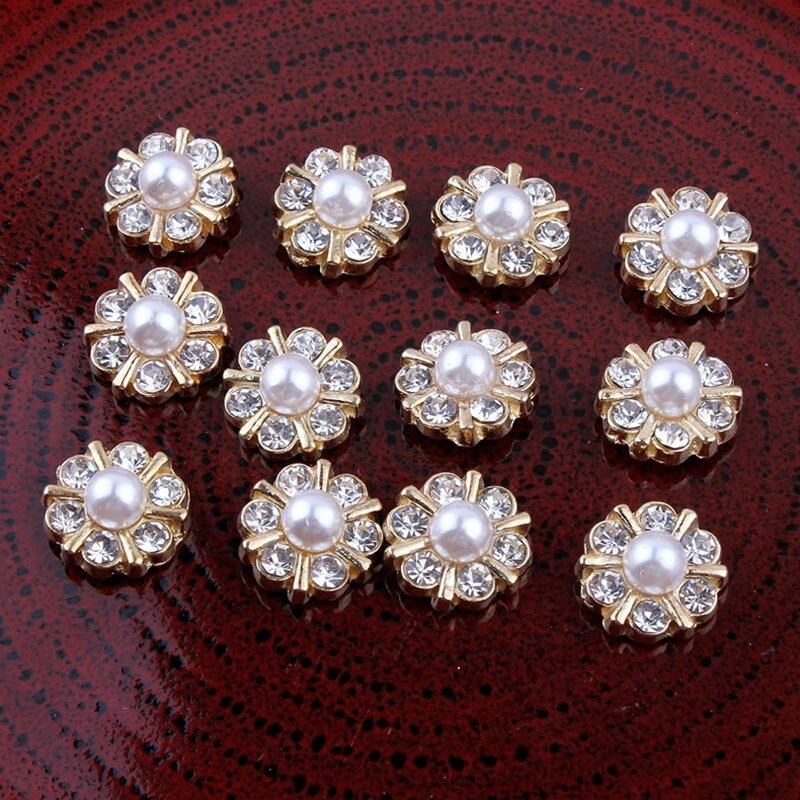 Botones de diamantes de imitación de 12MM, broches para centros de flores artesanales, suministros para Diadema con botones planos, 30 unids/lote