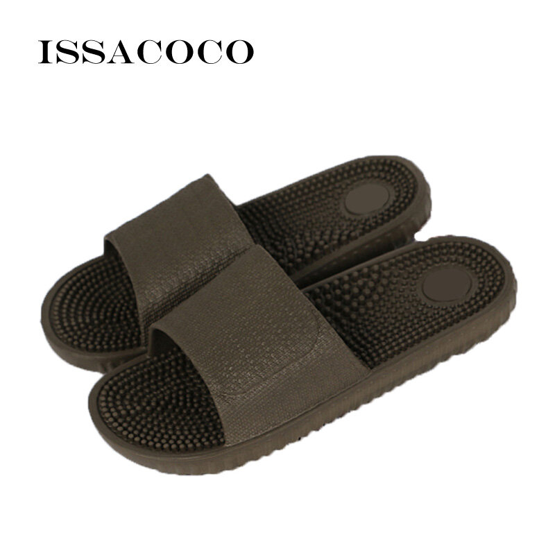 ISSACOCO Sandal Pijat Dalam Ruangan Datar Pria Sandal Pijat Rumah Antiselip Sandal Jepit Pantai Zapatos Hombre Sandal Jepit Pria
