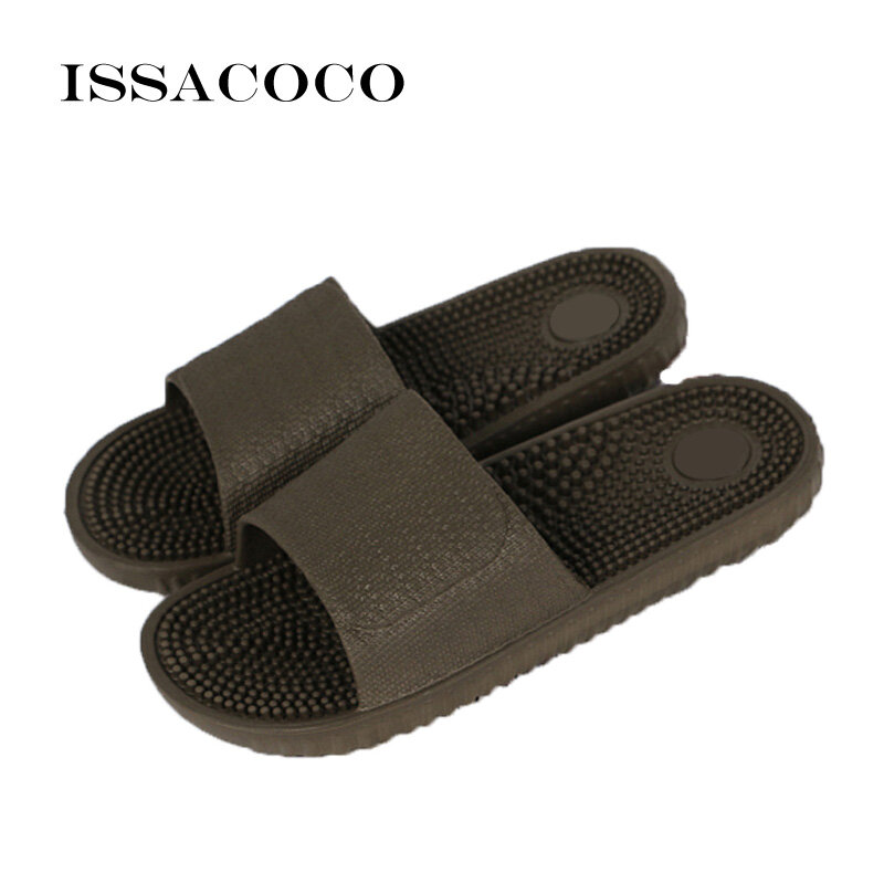 ISSACOCO-Pantoufles de massage d'intérieur plates pour hommes, tongs de plage, toboggans pour hommes, maison, non-ald