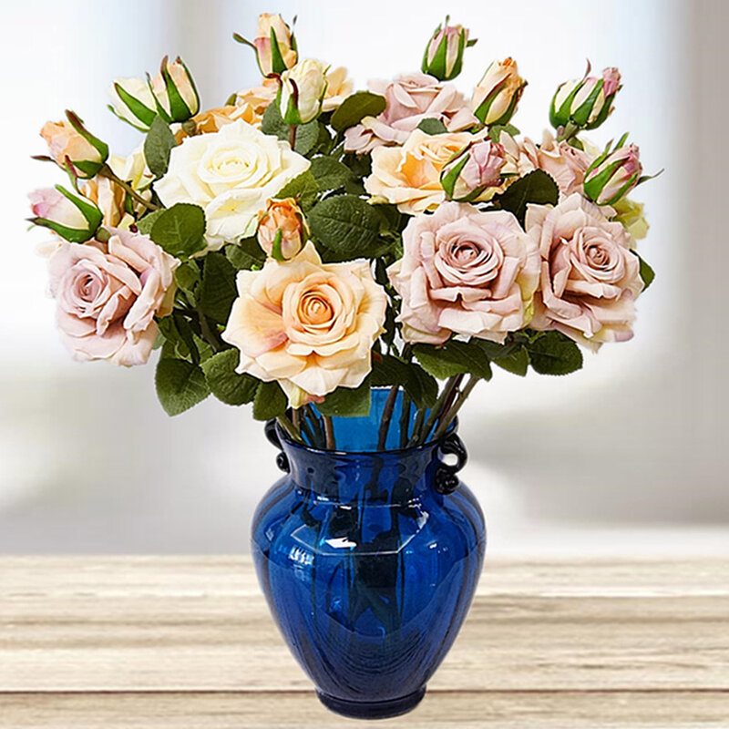 Belles roses blanches artificielles en soie,grandes fausses fleurs pour décorer la maison, pour mariage vintage