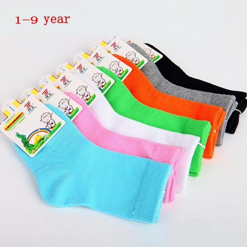 Chaussettes en coton pour enfants, 4 paires, printemps et automne, motif bonbons, pour filles et garçons, de 1 à 9 ans