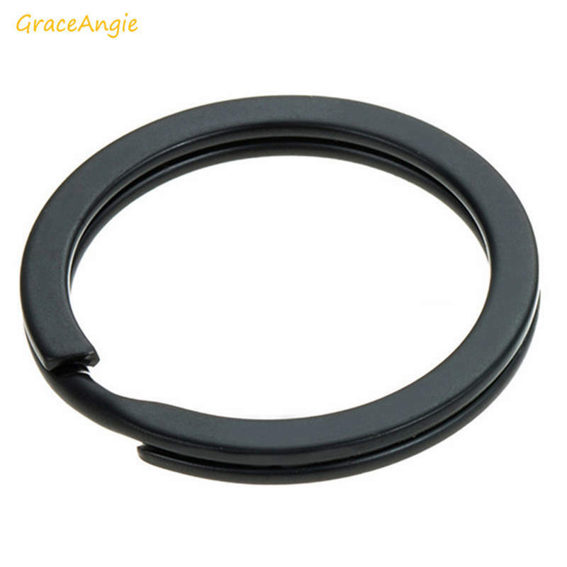 Anéis de chaveiro de metal fosco 20 peças, suporte plano preto cor redonda, conector de círculo para chaveiro, acessório diy 25-32mm