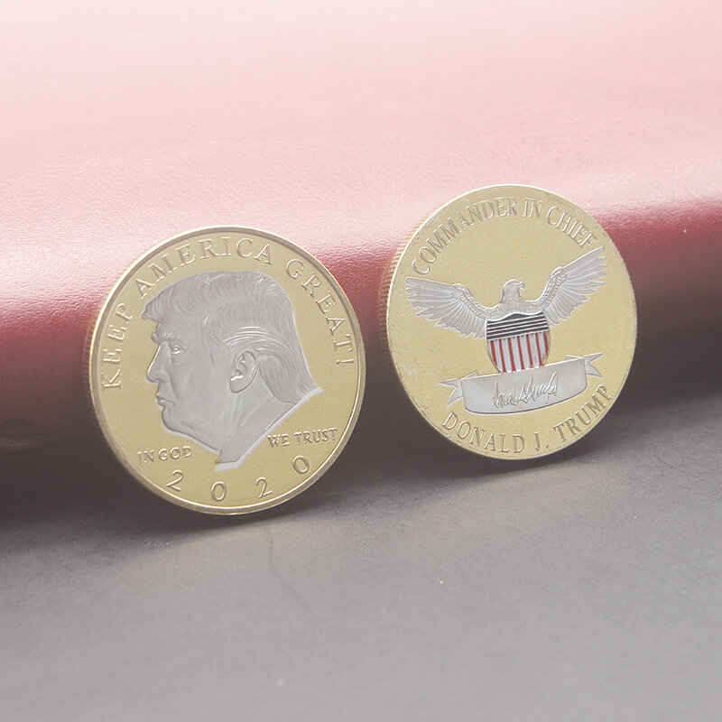 Freies Verschiffen Gold Silber Farbe Gedenk Tribut UNS Präsident Donald Trump Münzen