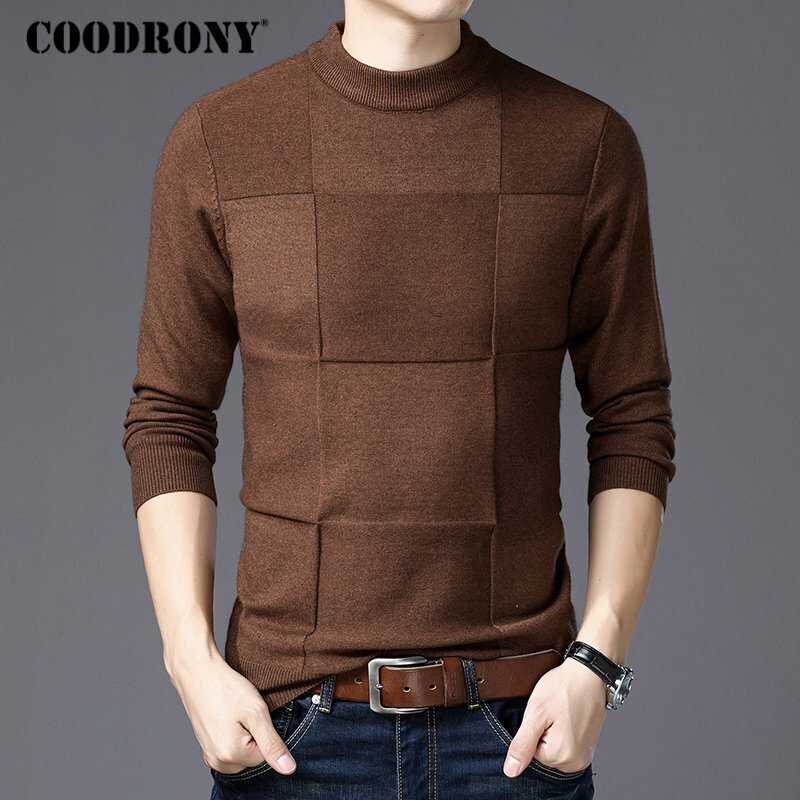 COODRONY-suéteres de cuello alto para Hombre, Jersey de Cachemira para Navidad, ropa de invierno, H007, 2020