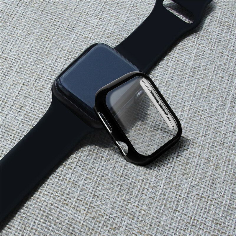 Película temperada para apple watch, protetor de tela para iwatch série 4 40mm 44mm, cobertura completa hd, anti-bolha, vidro temperado