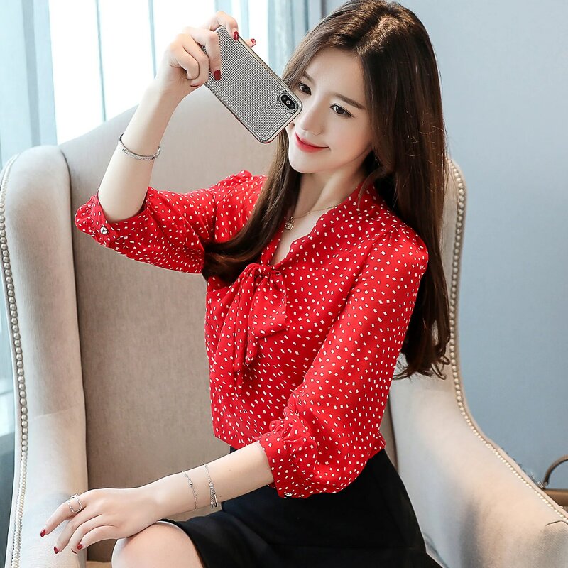 Fashion Half Sleeve Chiffon Shirt Summer New Women Bowknot Casual Blouses Female Leisure Office Ladies Work Top Clothing H9090