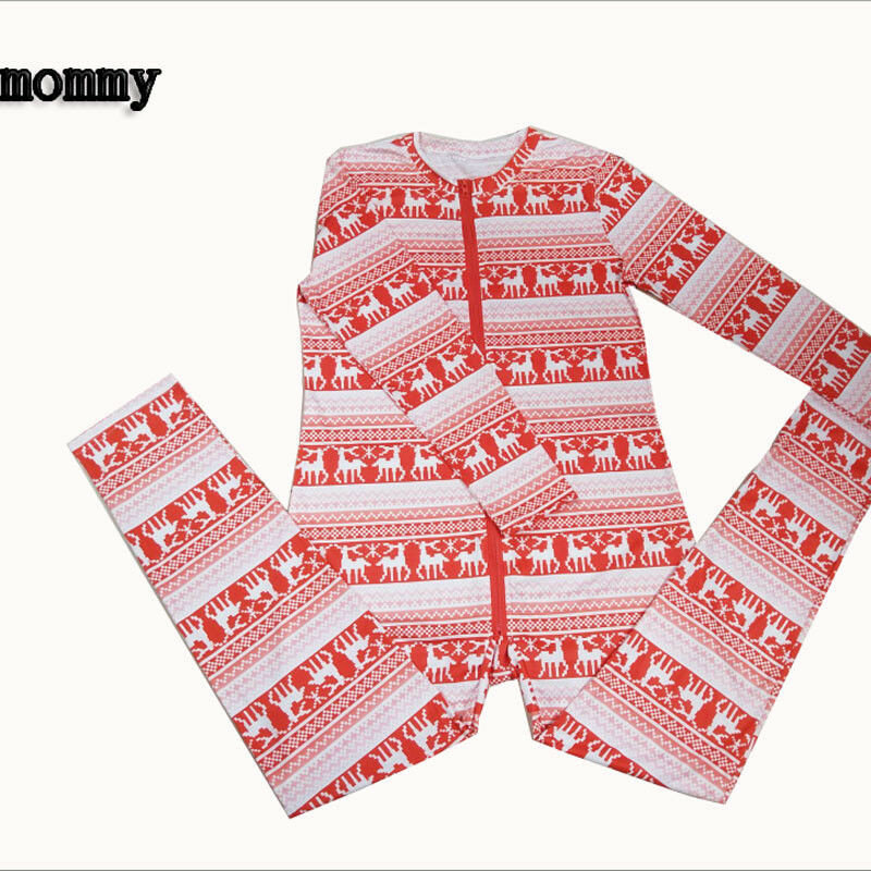 Christmas Family Matching Pajamas Set Women Men Kid Adult Zipper Rompers Cotton Sleepwear Elk Nightwear