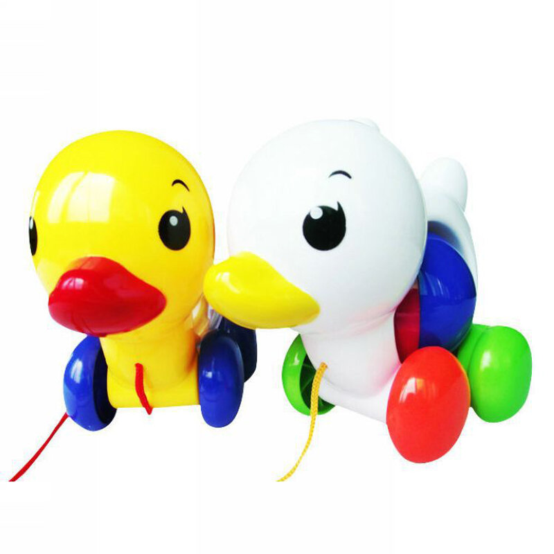 Classic Kids Drawstring Duck Car Rope Toy Funny Plastic Model Rustle Smooth Durable Toys for Toddler Children Baby Birthday Gift