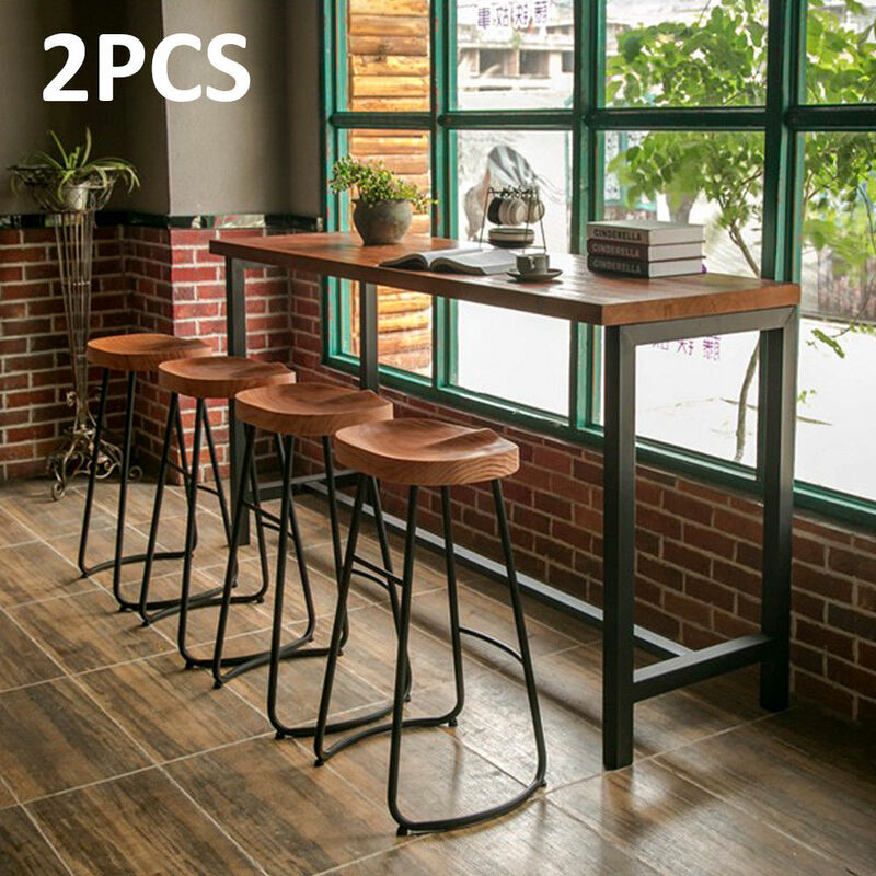 Conjunto de 2 banquetas de barra industrial cozinha café da manhã cadeira alta madeira pub assento barra banquetas modernas mesas de tamborete