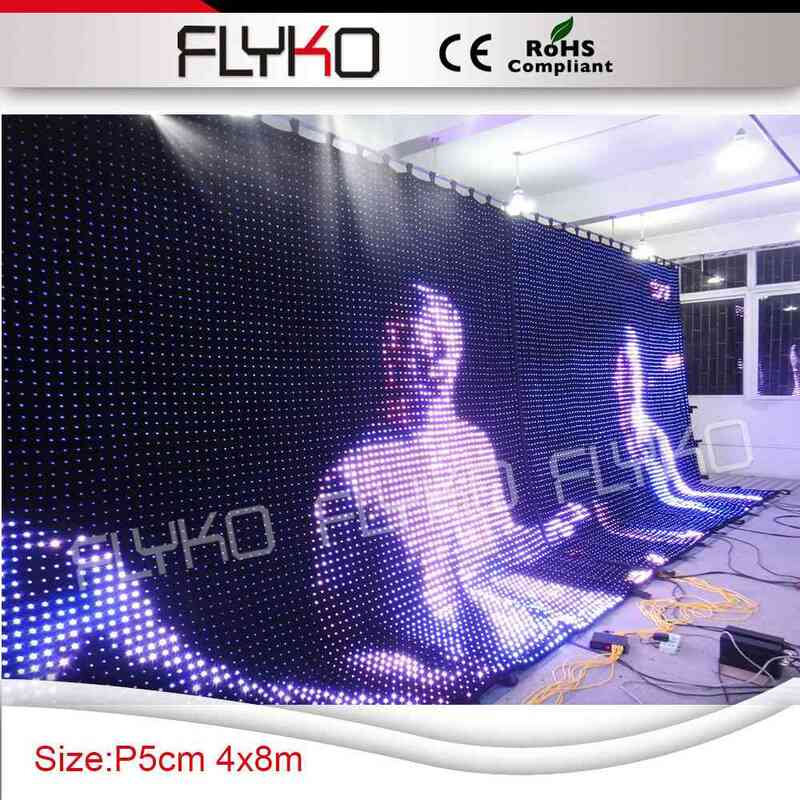 4x8m P5cm elegant design led video curtain/ soft led video cloth DJ stage display screen flight case