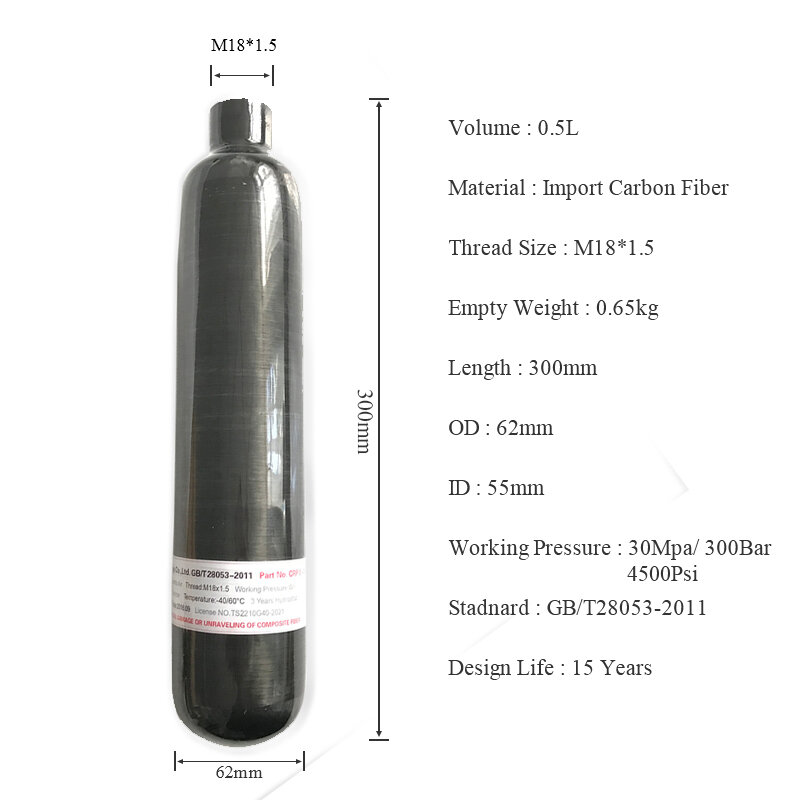 Ac30561 0.5l gb regulador pcp 4500psi hpa tanque de ar comprimido garrafa pcp condor paintball airforce para cilindro co2