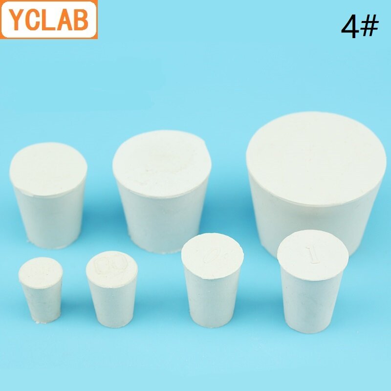 Лабораторное химическое оборудование YCLAB 4 #, резиновая пробка, белая, для стеклянной колбы, верхний диаметр 26 мм х нижний диаметр 19 мм