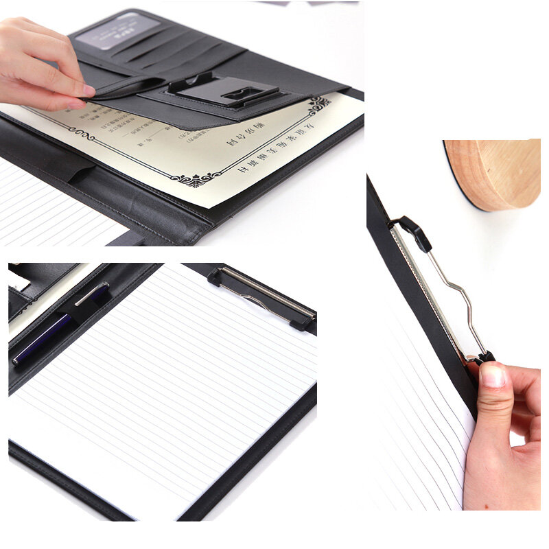 A4 PU Leather Folder Padfolio job executive Multi-function Office Organizer Planner Notebook School Office Folder for Documents