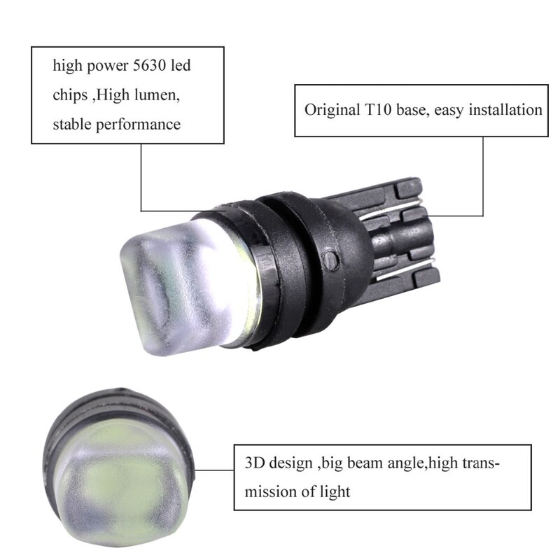 Autoec-lâmpada led de leitura t10 5730, smd, 12v, dc # lb171, para carro, em 7 cores