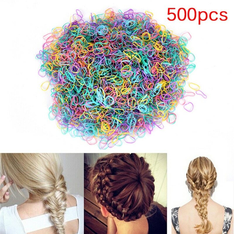Wholesale 600pcs Candy Color Ties Braids Plaits Rubber Hairband Rope Ponytail Holder Elastic
