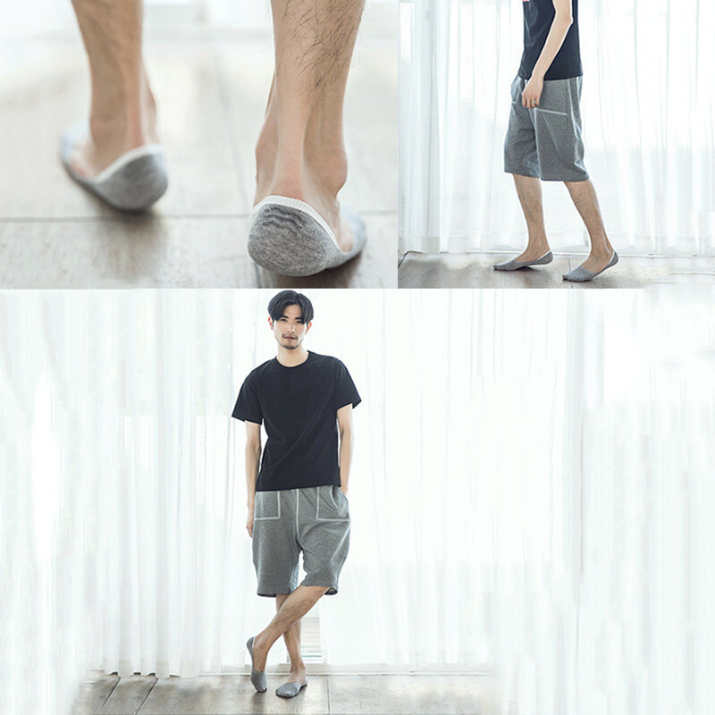 Calcetines náuticos de silicona antideslizantes para hombre, calcetín Invisible, zapatillas de algodón, color negro, talla grande 38-47, 5 pares
