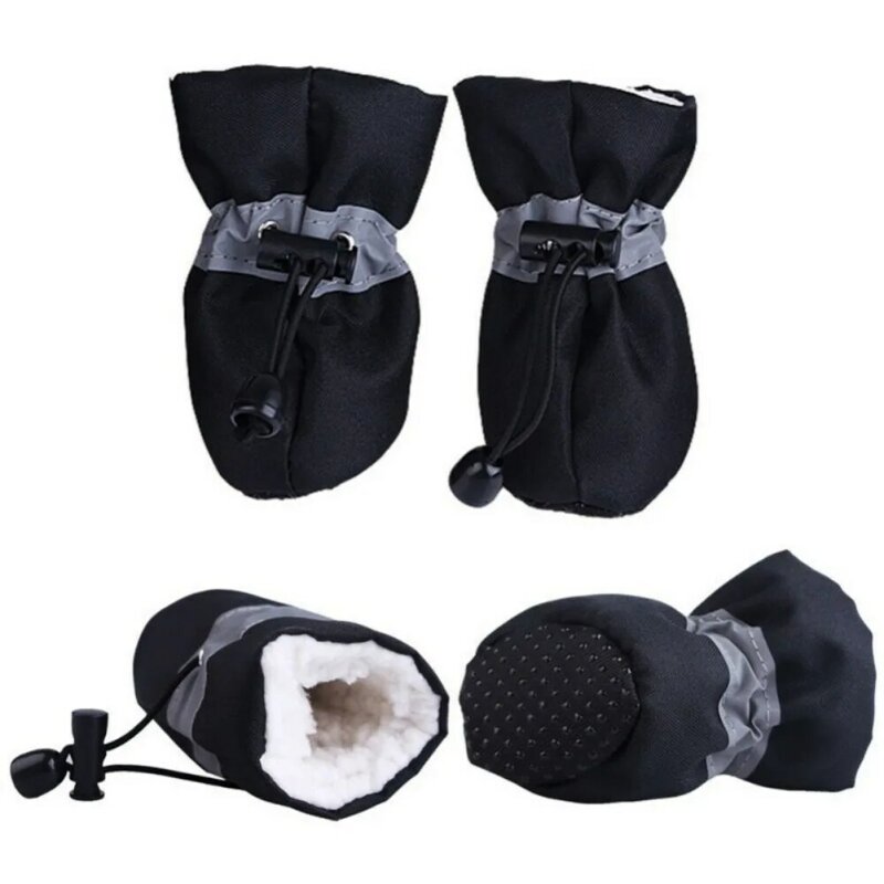 Nowy 4 sztuk/zestaw Pet Winter Warm miękki kaszmir antypoślizgowe kalosze dla psa Pet wiatroszczelne miękkie obuwie antypoślizgowe wodoodporne buty