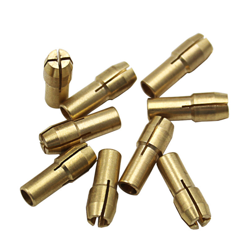 Quente 11 pçs/pçs/set mandris de broca bronze collet bits 0.5-3.2mm 4.3mm haste parafuso porca substituição para dremel ferramenta giratória