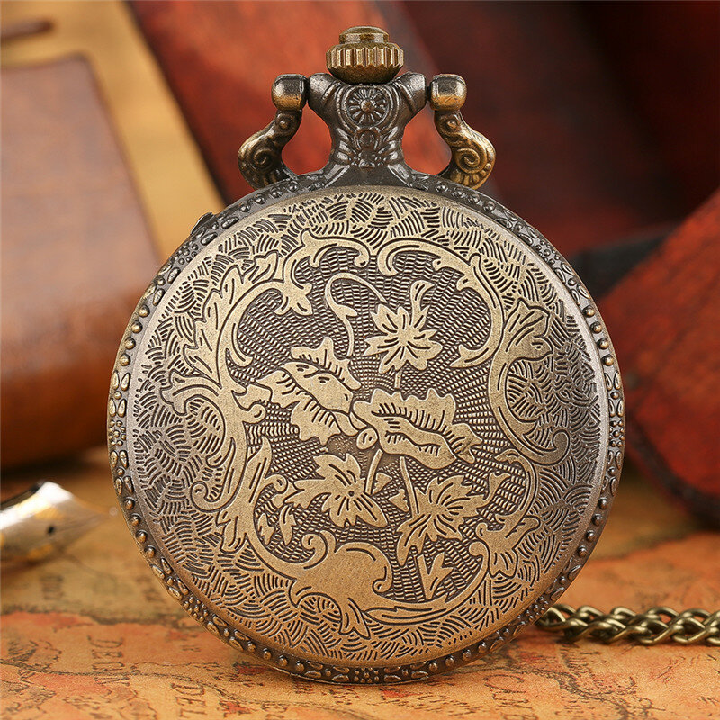 ペンダント付きのレトロなブロンズ時計,干支のファッションジュエリー,穴のあるネックレスの形をしたペンダント