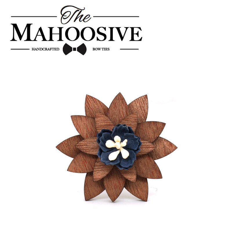 Mahoosive Fashion Brooch Pins  Flowers Wood Enamel Lapel Pin For Girl Women Wooden Broches Collar Badge Wedding decor