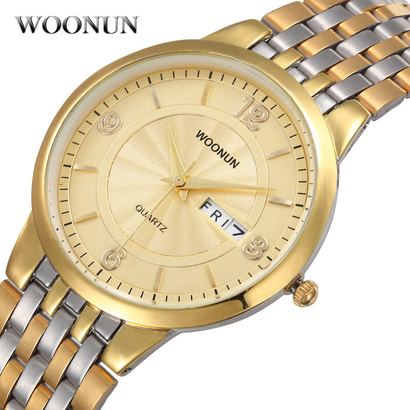 Luksusowe złote zegarki męskie zegarki kalendarz ze stali nierdzewnej zegarki kwarcowe Ultra cienkie męskie zegarki relogio masculino heren horloge