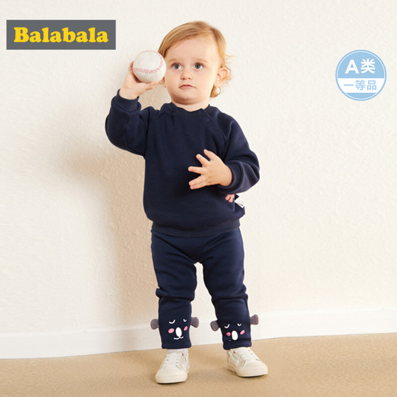 Balabala Infant Baby Girl Fleece-Lined 3D Bear Pull-on Pants Newborn Babys PP Pants Joggers Trousers Elastic Waist for Winter