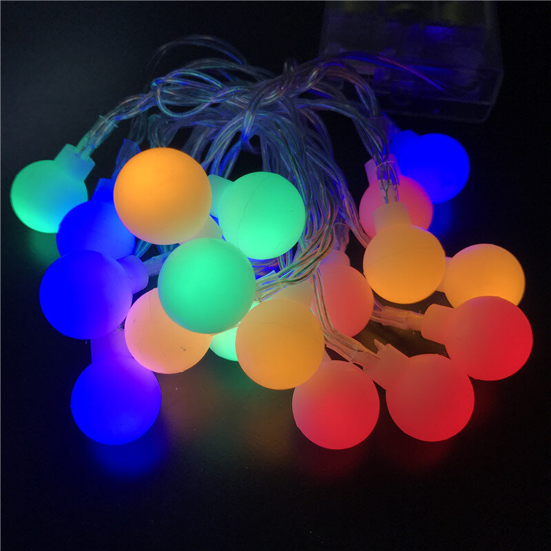Luminaria-guirnalda de luces led de 1,5 m, 3m, 20 bolas de cereza, con batería, para boda, Navidad, Patio al aire libre, decoración