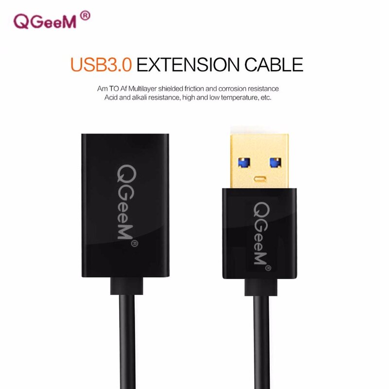 QGeeM-Cable de extensión USB 3,0, Cable de supervelocidad macho a hembra, 1m, 2m, 3m, sincronización de datos, extensor USB 2,0