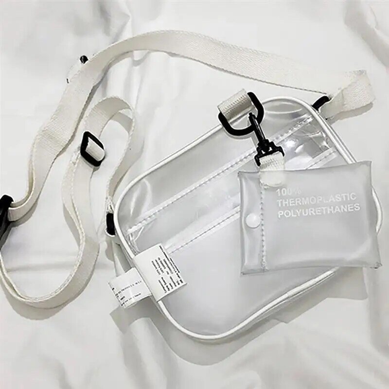 Casual 2 Pcs PVC Transparent Clear Women Small Crossbody Bags for Women Handbag Clear Shoulder Bag Set Jelly Phone Bags W235