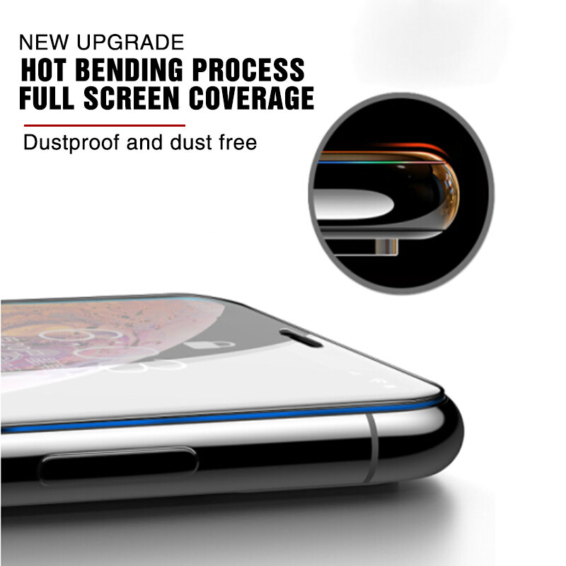 Verre de protection 30D sur le pour iPhone X XR XS MAX protecteur d'écran en verre couverture complète pour iPhone 7 8 6 6 s Plus X verre trempé