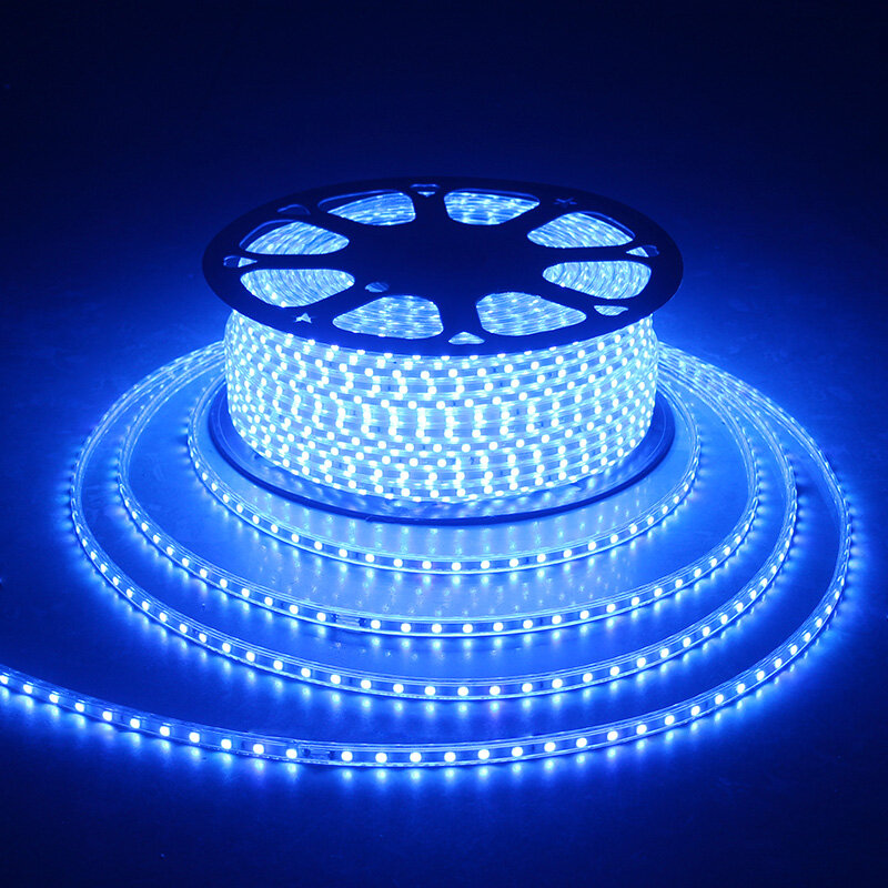 Taśma LED 220 V lekka wodoodporna taśma RGB wstęga Led 5050 taśma Led 220 elastyczna taśma Led 220 v 60 leds/m oświetlenie z wtyczką ue