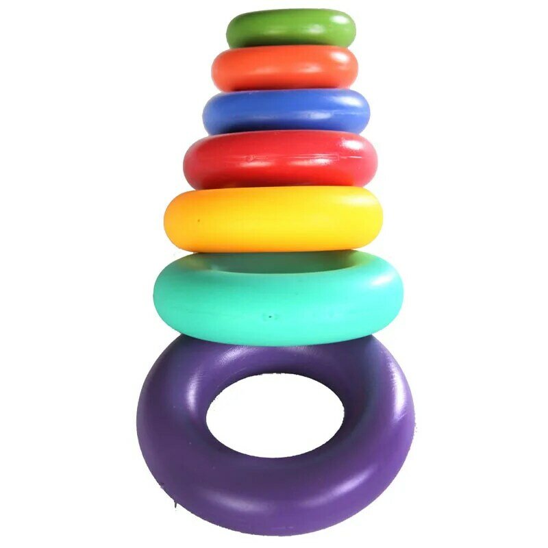 Mainan bayi 7 buah cincin bermain anak-anak kognitif multi warna dan pembelajaran suara dan mainan pendidikan cincin musik Ferrule pelangi