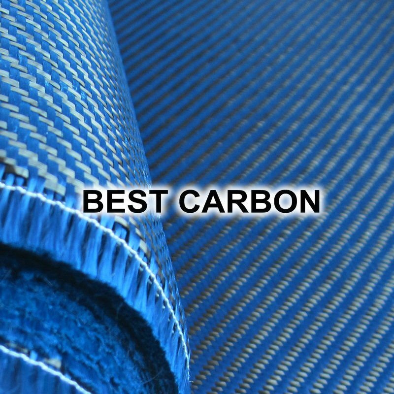 Tela de carbono híbrido azul de alta calidad, tela de aramida de carbono, tela de Kevlar de carbono