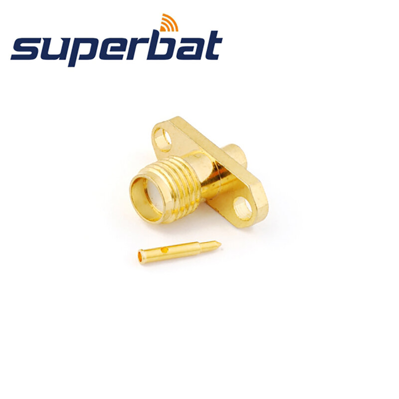 Superbat 10pcs RP-SMA Solder Female(male pin) Flange for Semi-rigid Cable.086 RF Coaxial Connector