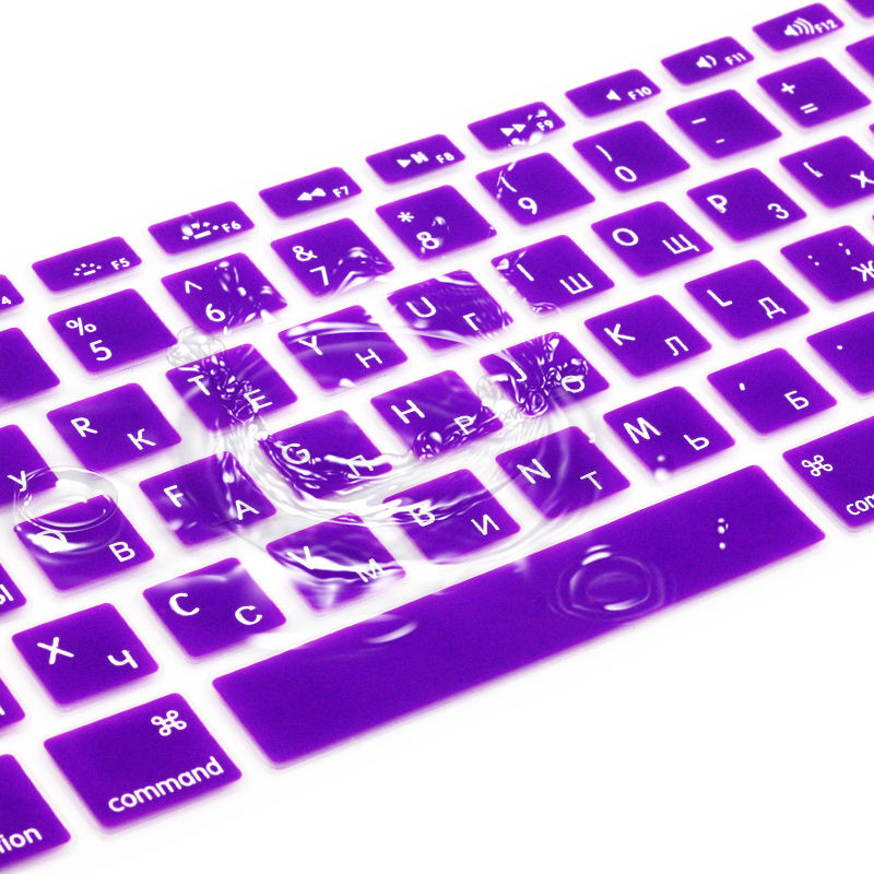 غطاء لوحة مفاتيح سيليكون لجهاز Macbook Air 13 Pro 13 15 17 Retina ، 14 لونًا ، مع حروف ، روسي ، فيلم واقي