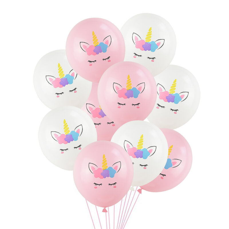 Juego de globos de fiesta de unicornio, globo de cumpleaños decoración de unicornios, látex, confeti, decoración de fiesta de cumpleaños
