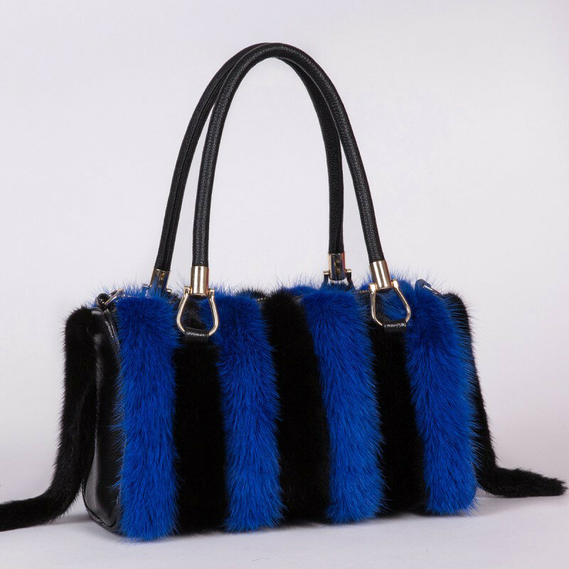 女性のための本物のミンクの毛皮のバッグ,本物の毛皮のショルダーバッグ,新しいコレクション2023