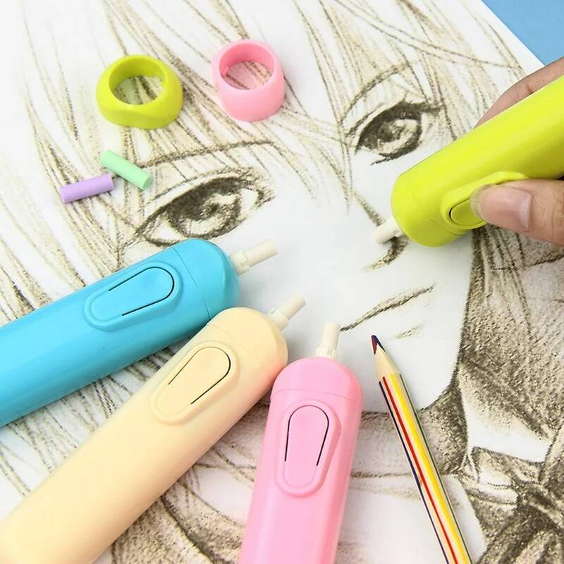 4 Color Electric Eraser Kit Automatic School Supplies Stationery Gift With 20 Refills