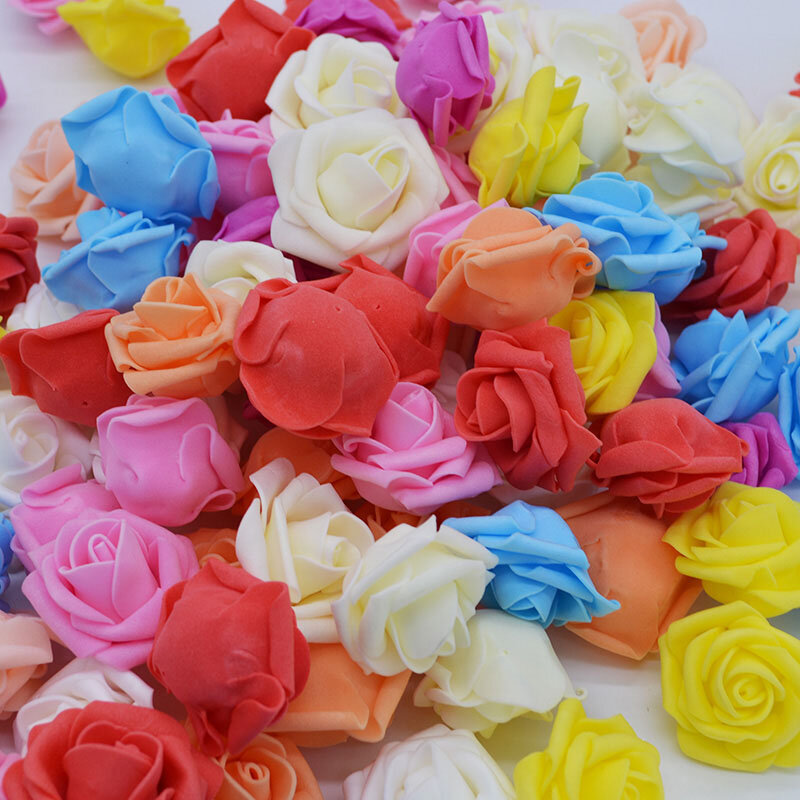 50 pièces 4cm fausse fleur de Rose en mousse PE, tête de fleur artificielle pour mariage, fête d'anniversaire, décoration de la maison, bricolage couronne guirlande artisanat