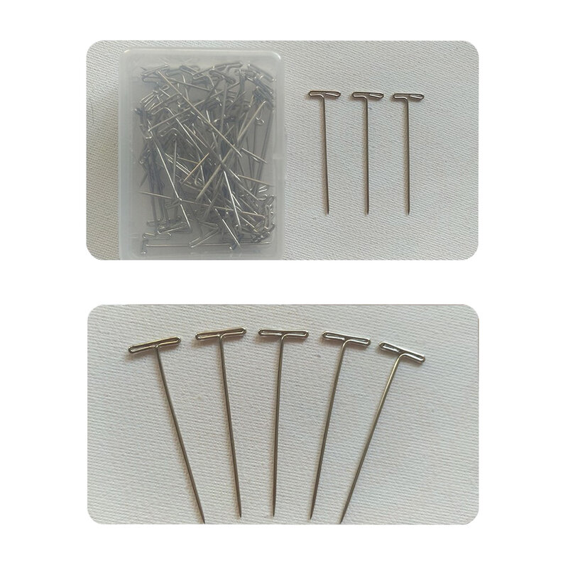 50 Pieces Wig T Pins for Holding Wigs Silver 32mm Long T-pins Styling Tools For Wig Display OLD STREET