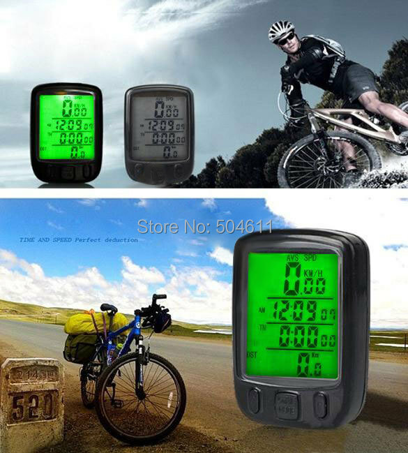 Free shipping SunDing Cycling Accessories LCD Digital Waterproof Noctilucent Bicycle Bike Computer Speedometer 24 Function