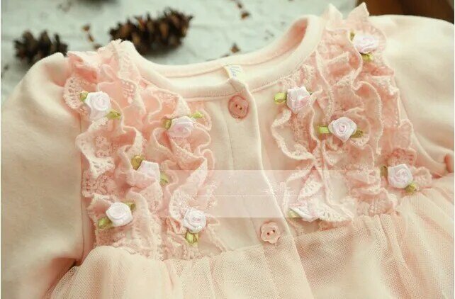 Primavera e autunno 0-2 anni abbigliamento per bambini pizzo floreale bella principessa neonato Tutu abito abiti per neonati Vestido Infantil
