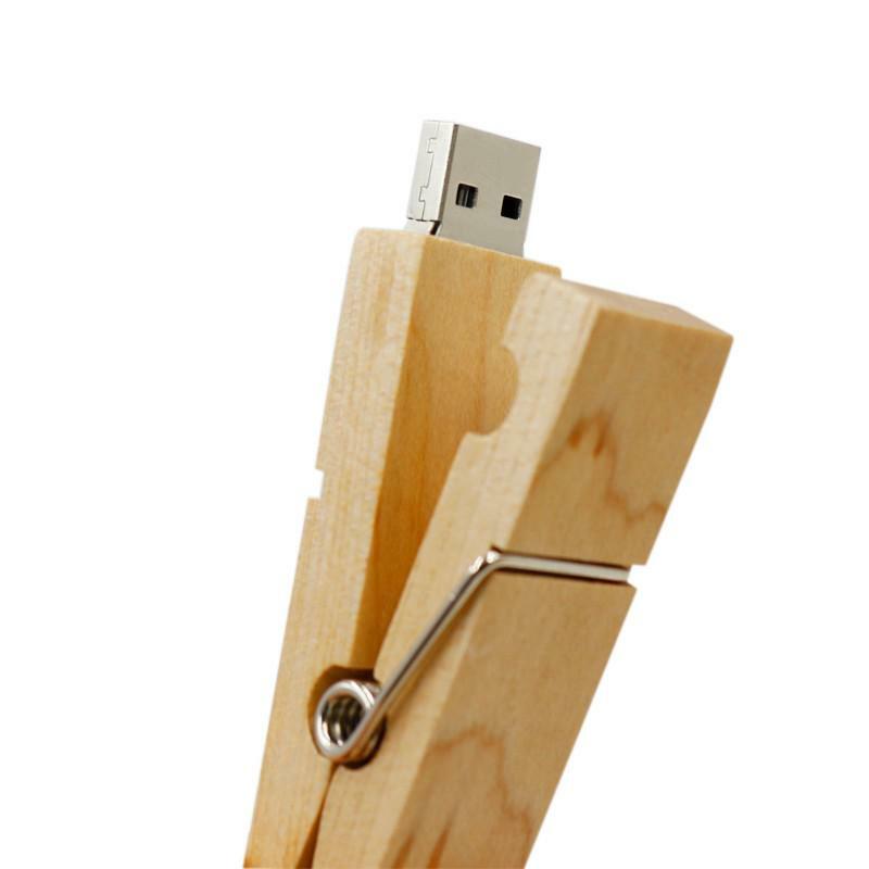 Pendrive de madera con clip para ropa, Pendrive de 4GB, 8GB, 16GB, 32GB, 64GB, mini ordenador